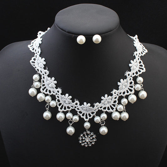 Luna Pearl Bridal Necklace & Earrings Set