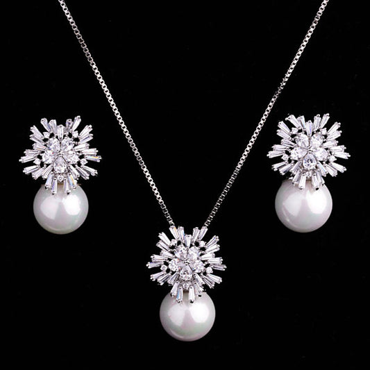 Elegance Pearl & Zircon Bridal Set