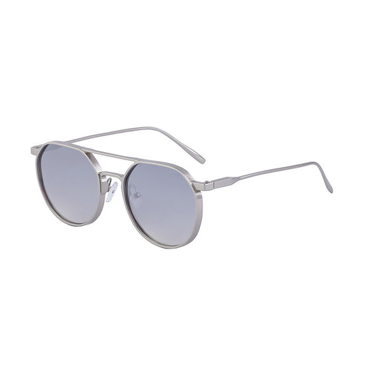 Metal Double Beam Vintage Round Frame Sunglasses