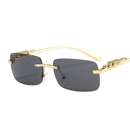 Retro Leopard Head Frameless Square Sunglasses